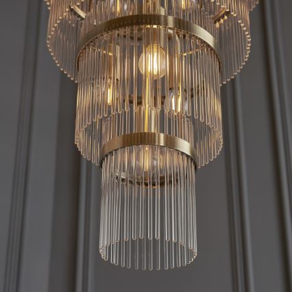 Endon 112793 - Kronleuchter an Kette MARIETTA GRAND 21xE14/6W/230V Messing/klar