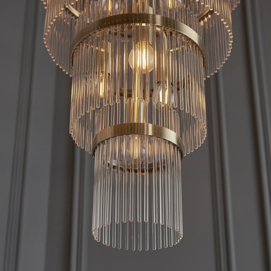 Endon 112793 - Kronleuchter an Kette MARIETTA GRAND 21xE14/6W/230V Messing/klar