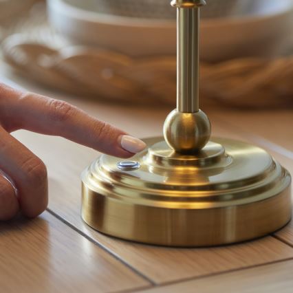 Endon 114804 - Dimm- und aufladbare LED-Tischleuchte BURLEY LED/1,5W/5V 3600 mAh Messing/rosa