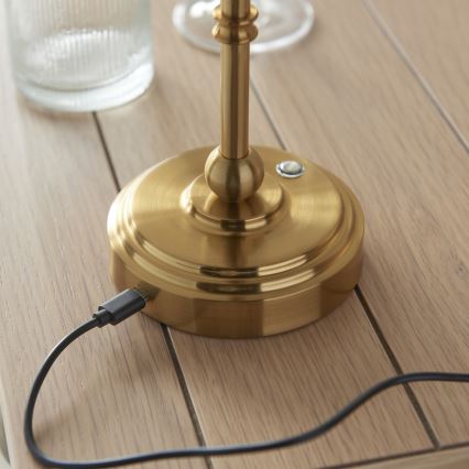 Endon 114804 - Dimm- und aufladbare LED-Tischleuchte BURLEY LED/1,5W/5V 3600 mAh Messing/rosa