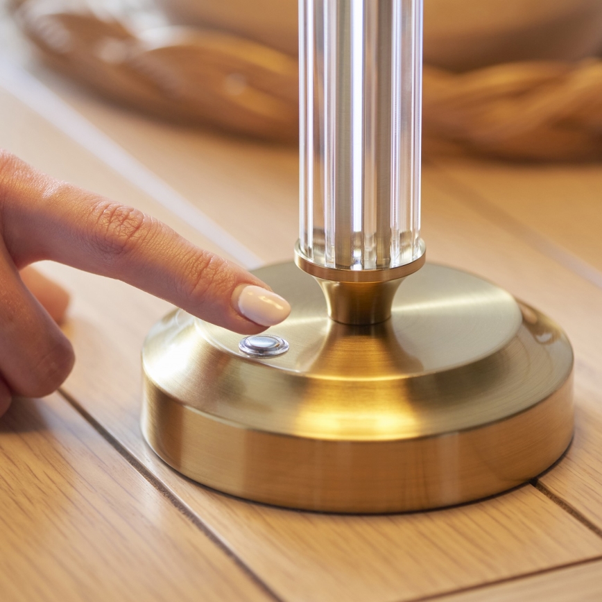 Endon 114838 - Dimmbare, aufladbare LED-Tischleuchte MORTON LED/1,5W/5V 3600 mAh Messing/grün