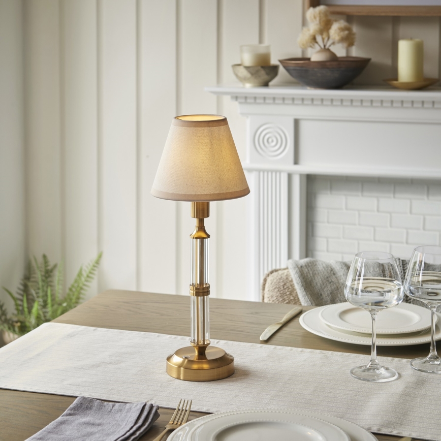 Endon 114849 - Dimmbare, aufladbare LED-Tischleuchte MORTON LED/1,5W/5V 3600 mAh Messing/beige