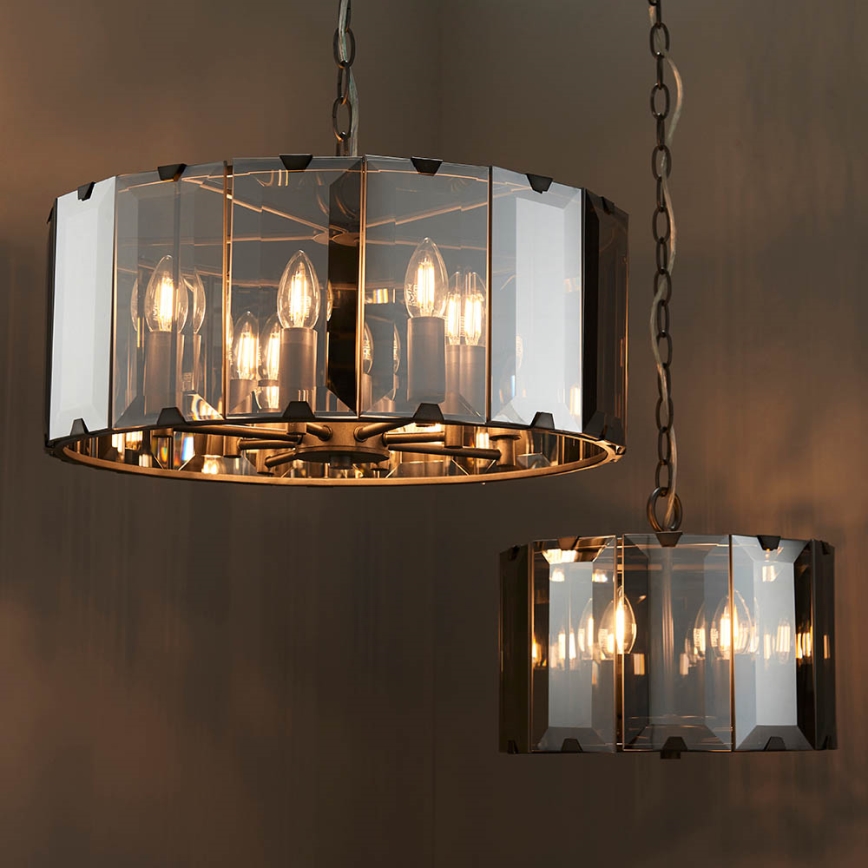 Endon 61281 - Kronleuchter an Kette CLOONEY 4xE14/40W/230V schwarz/rauchfarben