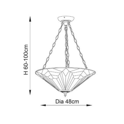 Endon 63936 - Hängeleuchte an Kette ASTORIA 3xE27/60W/230V d 48 cm