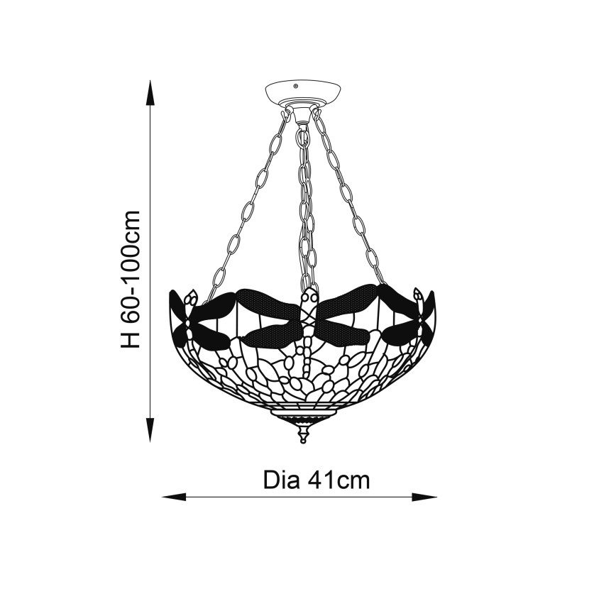 Endon 64075 - Kronleuchter mit Kette DRAGONFLY 3xE27/60W/230V, Ø 41 cm