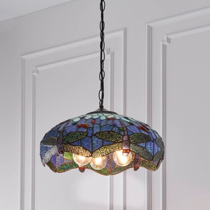 Endon 64080 - Kronleuchter an Kette DRAGONFLY, 3x E27/60W/230V, Durchmesser 41 cm