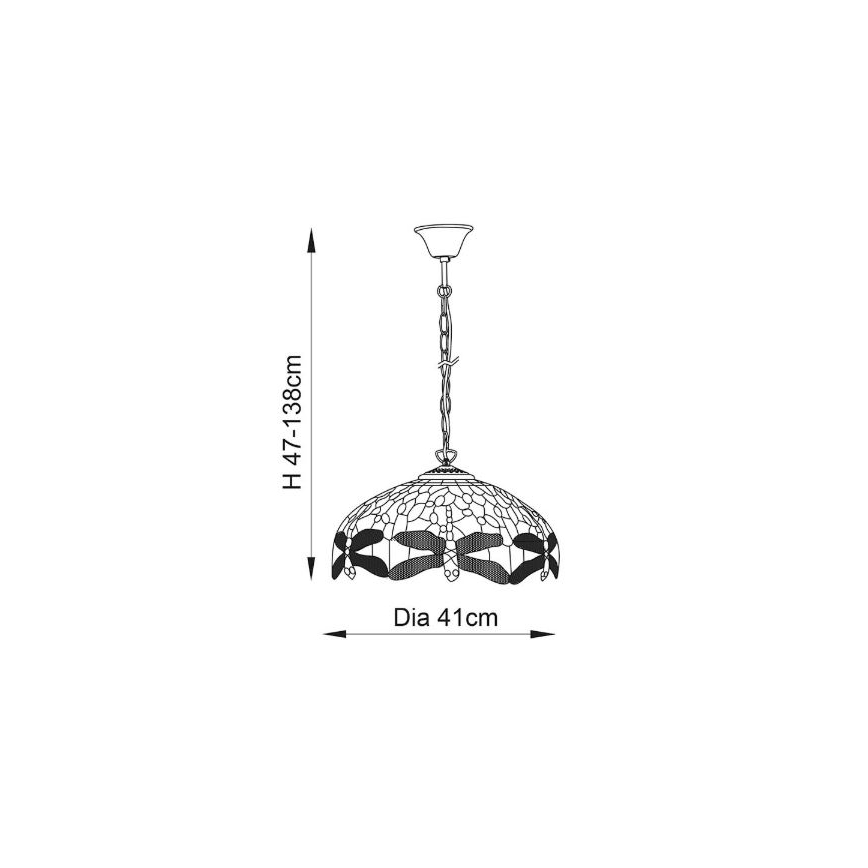 Endon 64080 - Kronleuchter an Kette DRAGONFLY, 3x E27/60W/230V, Durchmesser 41 cm