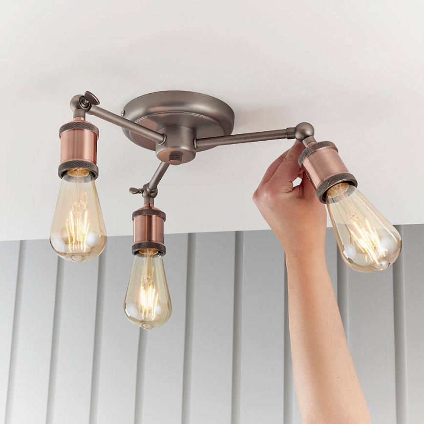 Endon 76124 - Halogen-Spotleuchte 3xE27/10W/230V mattchrom/kupfer