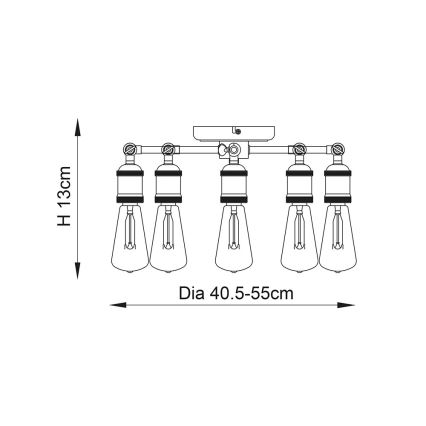Endon 76336 - Spotleuchte HAL 5xE27/40W/230V mattchrom/kupfer