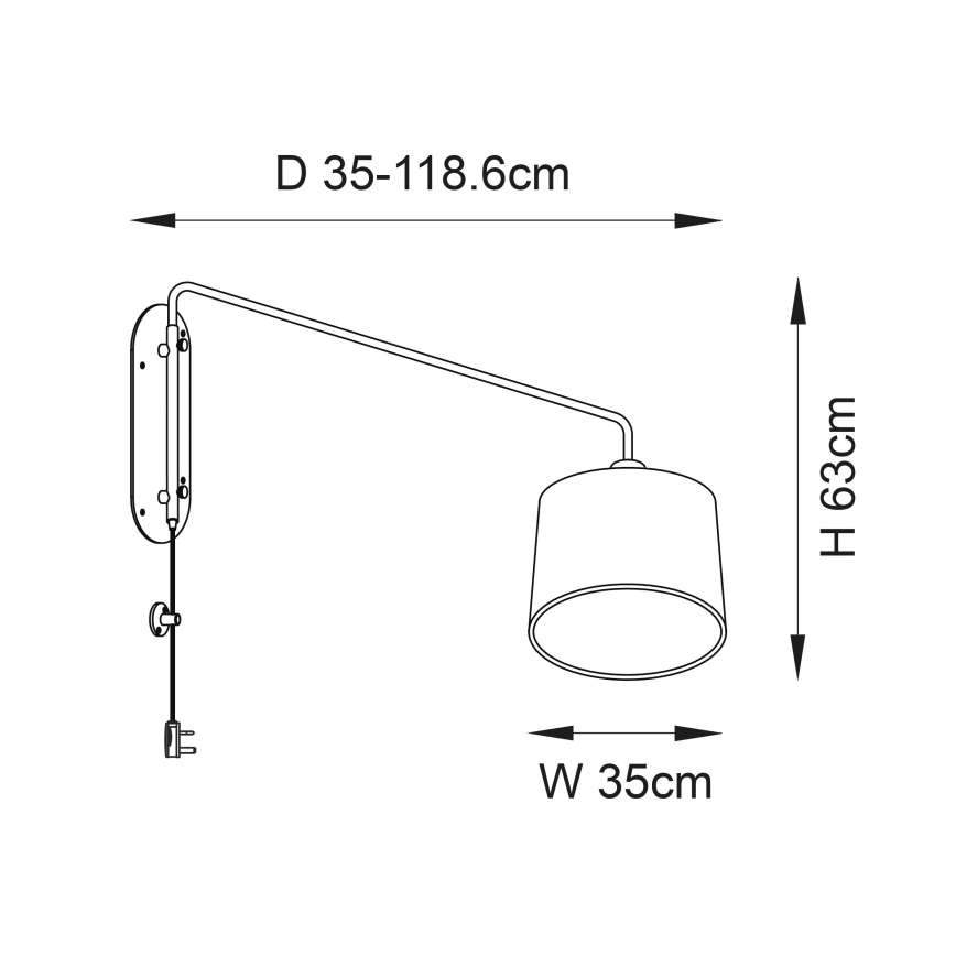 Endon 79380 - Wandleuchte CARLSON 1xE27/40W/230V grau/schwarz