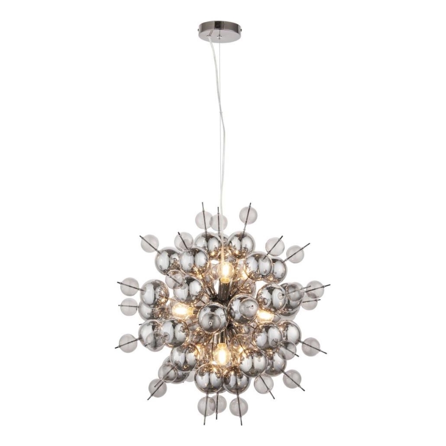 Endon 81583 - Hängeleuchte mit Kabel JOULES 9xE14/7W/230V glänzender Chrom/rauchfarbenes Glas