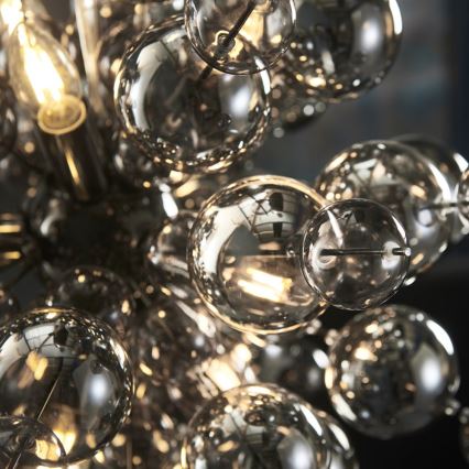 Endon 81583 - Hängeleuchte mit Kabel JOULES 9xE14/7W/230V glänzender Chrom/rauchfarbenes Glas