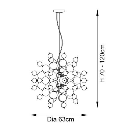 Endon 81583 - Hängeleuchte mit Kabel JOULES 9xE14/7W/230V glänzender Chrom/rauchfarbenes Glas