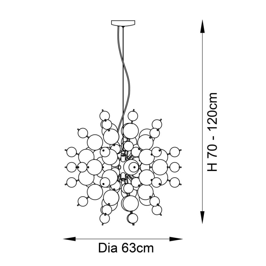 Endon 81583 - Hängeleuchte mit Kabel JOULES 9xE14/7W/230V glänzender Chrom/rauchfarbenes Glas