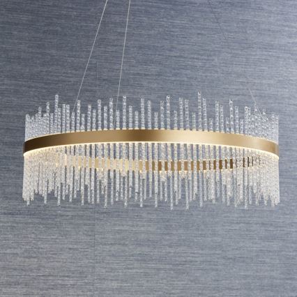 Endon 81908 - LED dimmbare Hängeleuchte an Seil ADRIEL LED/58W/230V 3000K Ø 70 cm gold/klar