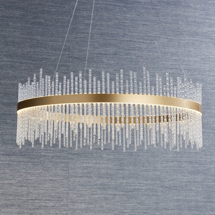 Endon 81908 - LED dimmbare Hängeleuchte an Seil ADRIEL LED/58W/230V 3000K Ø 70 cm gold/klar