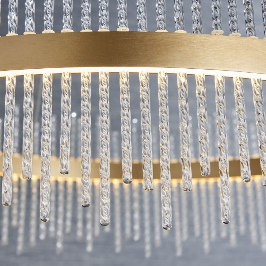 Endon 81908 - LED dimmbare Hängeleuchte an Seil ADRIEL LED/58W/230V 3000K Ø 70 cm gold/klar