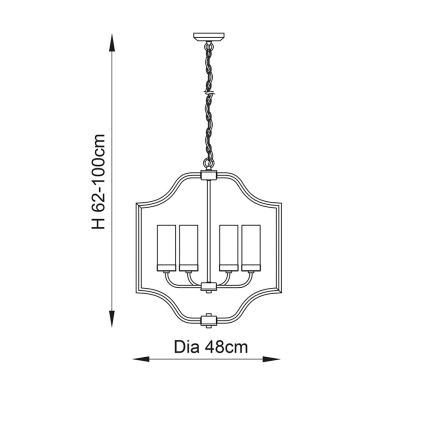 Endon 81914 - Kronleuchter mit Kette EDREA 4xE14/6W/230V Messing