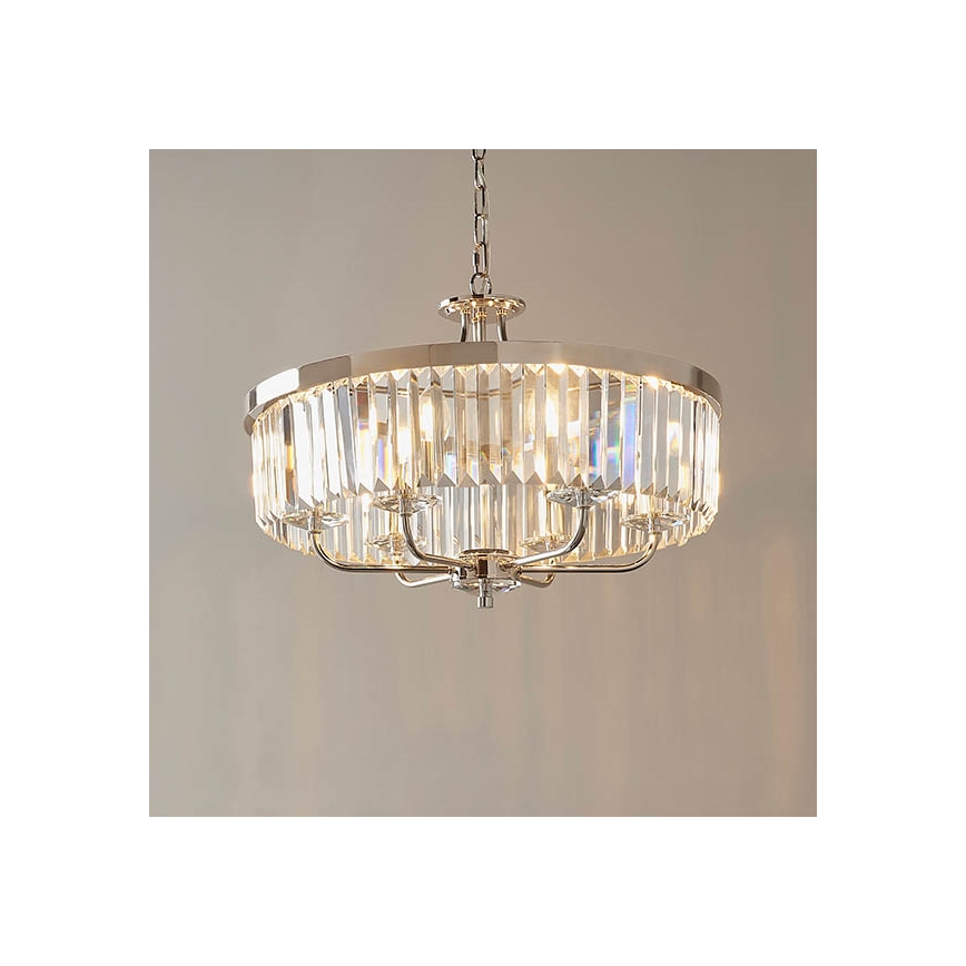 Endon 90263 - Kronleuchter an Kette CHESTERFIELD 6xE14/6W/230V Ø 55 cm glänzender Chrom