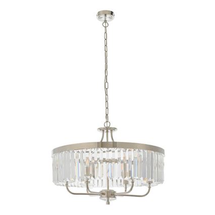 Endon 90263 - Kronleuchter an Kette CHESTERFIELD 6xE14/6W/230V Ø 55 cm glänzender Chrom