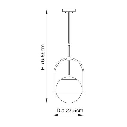 Endon 90844 - Stabpendelleuchte ONTARIO 1xE27/10W/230V Messing