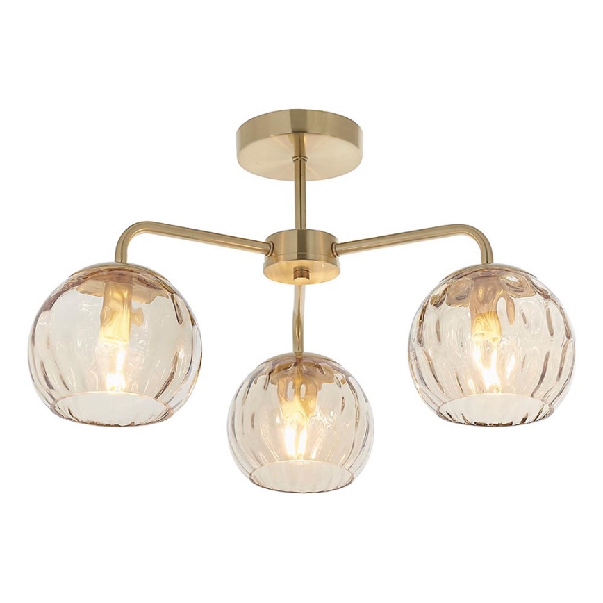 Endon 91968 - Aufbau-Deckenleuchte DIMPLE 3xE14/25W/230V, gold/rauchiges Beige