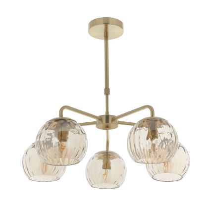 Endon 91969 - Pendelleuchte an Stange DIMPLE 5xE14/7W/230V goldfarben