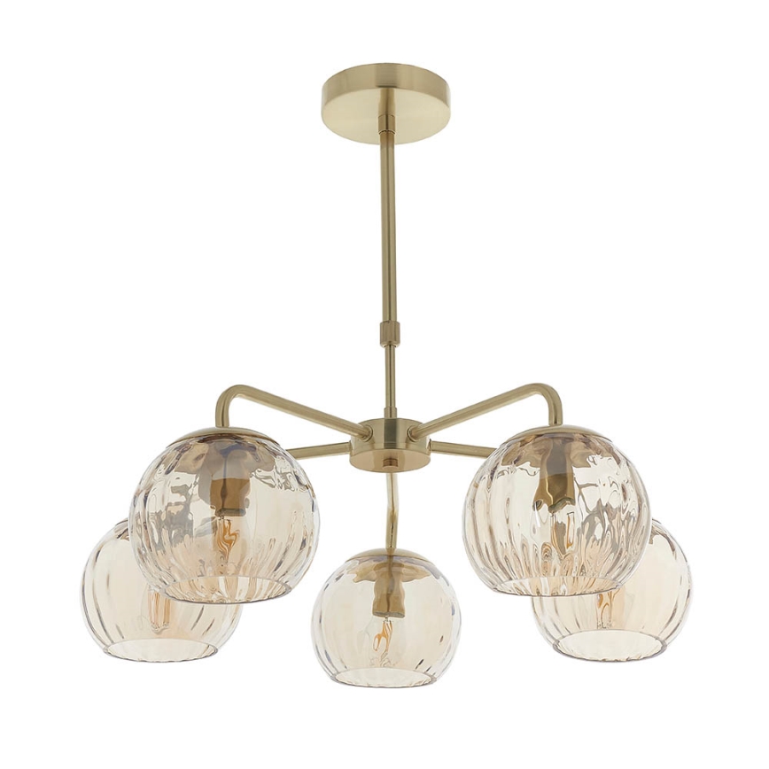 Endon 91969 - Pendelleuchte an Stange DIMPLE 5xE14/7W/230V goldfarben