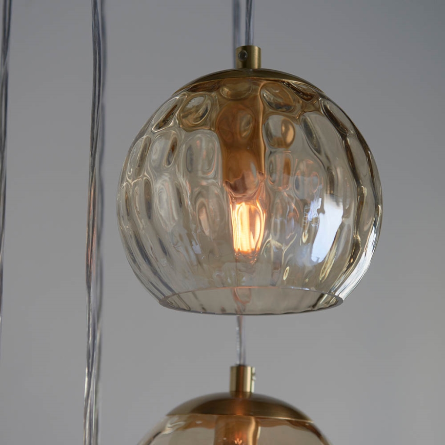 Endon 91972 - Pendelleuchte mit Kabelaufhängung DIMPLE 5xE14/7W/230V gold/rauchiges Beige
