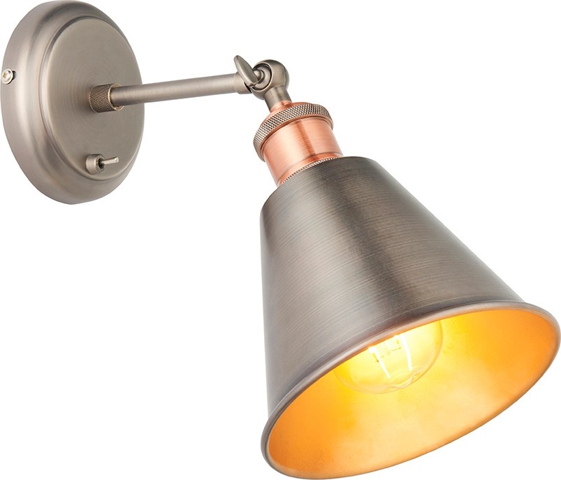 Endon 92866 - Wand-Spotleuchte HAL 1xE27/10W/230V mattchrom/kupfer