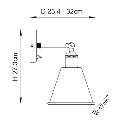 Endon 92866 - Wand-Spotleuchte HAL 1xE27/10W/230V mattchrom/kupfer