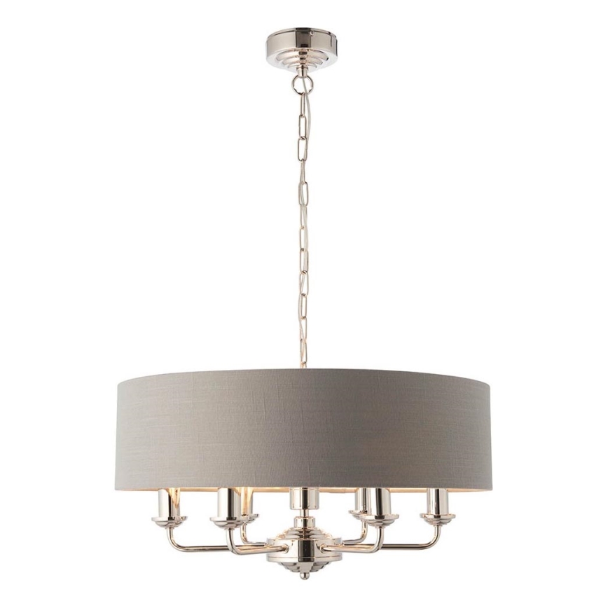 Endon 94373 - Hängeleuchte an Kette HIGHCLERE 6xE14/40W/230V grau/glänzendes Chrom d 35 cm