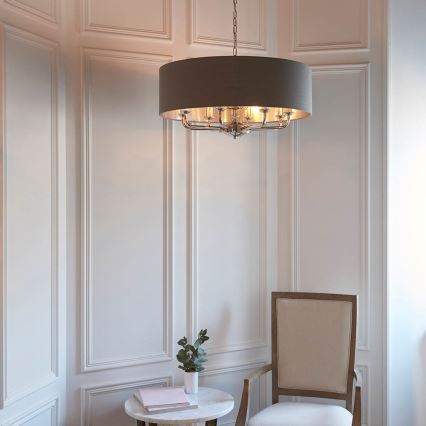 Endon 94373 - Hängeleuchte an Kette HIGHCLERE 6xE14/40W/230V grau/glänzendes Chrom d 35 cm