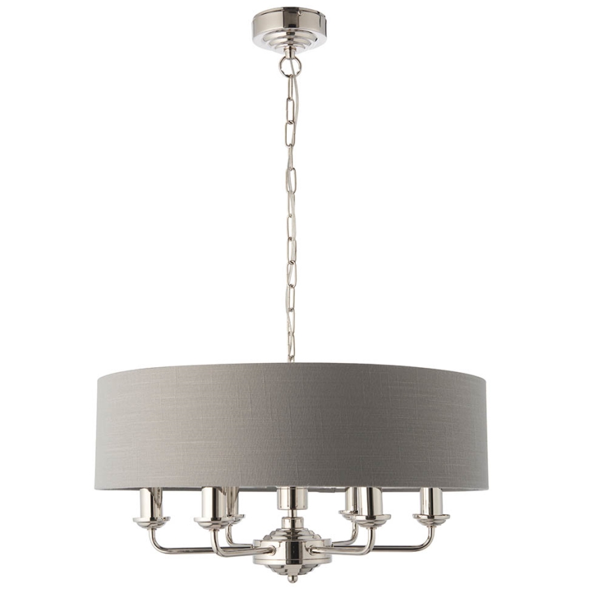 Endon 94373 - Hängeleuchte an Kette HIGHCLERE 6xE14/40W/230V grau/glänzendes Chrom d 35 cm