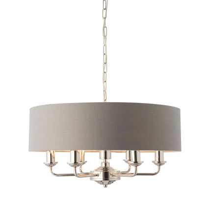 Endon 94373 - Hängeleuchte an Kette HIGHCLERE 6xE14/40W/230V grau/glänzendes Chrom d 35 cm