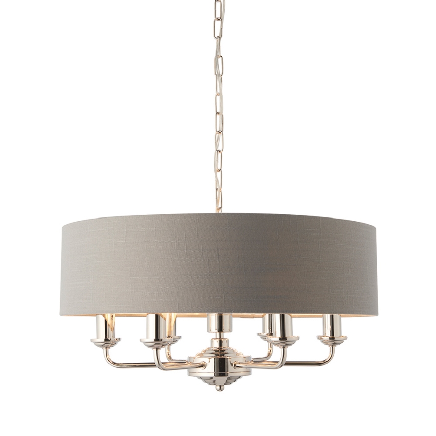 Endon 94373 - Hängeleuchte an Kette HIGHCLERE 6xE14/40W/230V grau/glänzendes Chrom d 35 cm