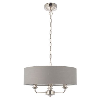Endon 94377 - Hängeleuchte an Kette HIGHCLERE 3xE14/40W/230V grau/glänzendes Chrom d 45 cm