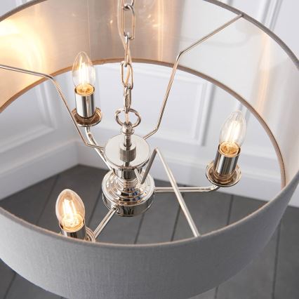 Endon 94377 - Hängeleuchte an Kette HIGHCLERE 3xE14/40W/230V grau/glänzendes Chrom d 45 cm