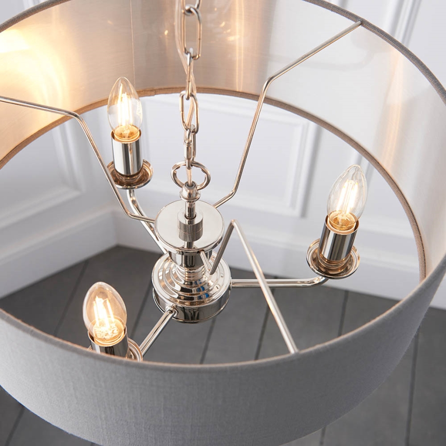 Endon 94377 - Hängeleuchte an Kette HIGHCLERE 3xE14/40W/230V grau/glänzendes Chrom d 45 cm