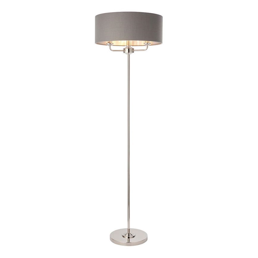 Endon 94378 - Stehleuchte HIGHCLERE 1xE14/40W/230V grau/glänzendes Chrom d 47 cm