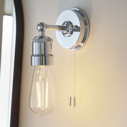Endon 95505 - Badezimmer-Wandleuchte MILLER 1xE27/6W/230V IP44 glänzender Chrom