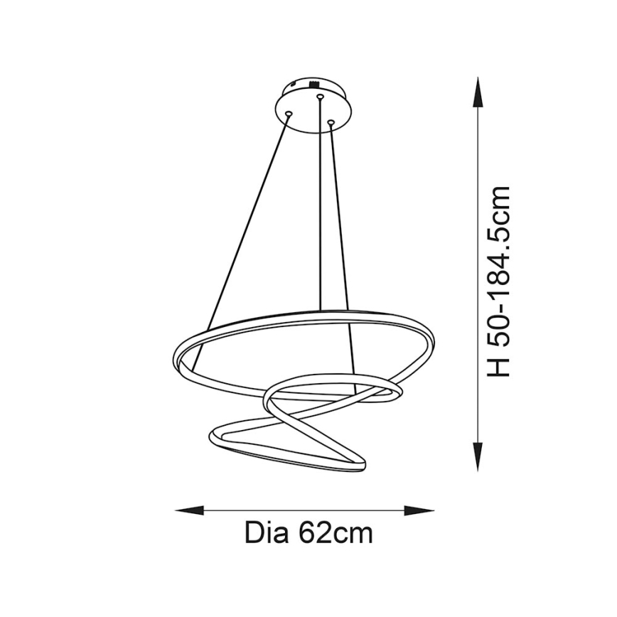 Endon 97632 - LED-Pendelleuchte an Kabel DUNE LED/47,5W/230V 3000K schwarz