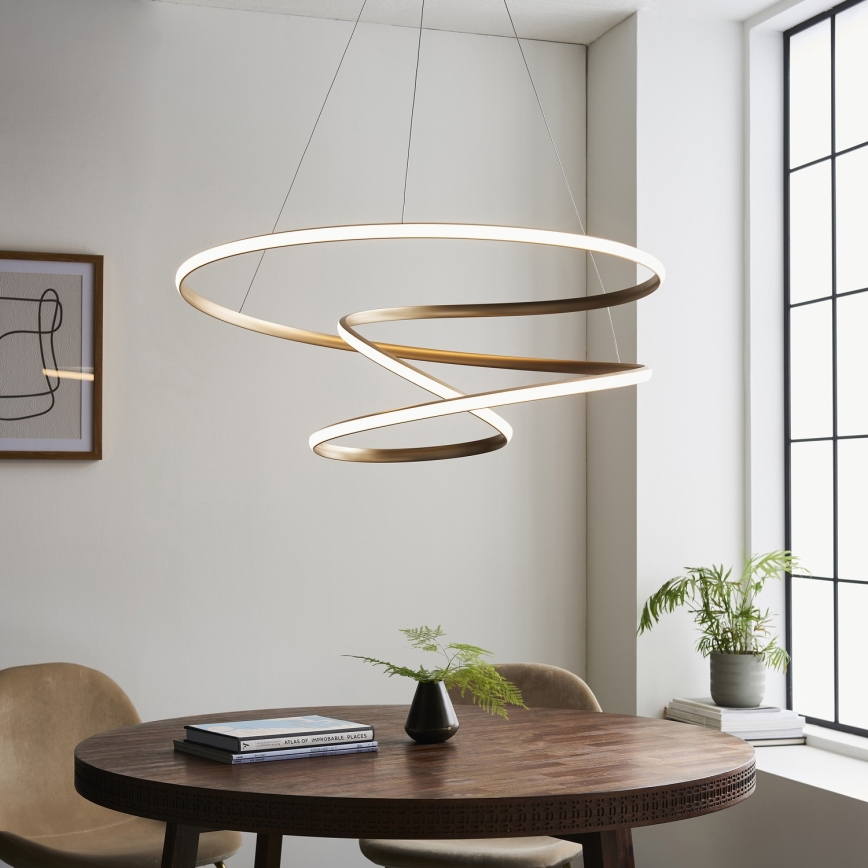 Endon 97639 - LED-dimmbare Pendelleuchte an Seil TWIRL LED/88W/230V 3000K goldfarben