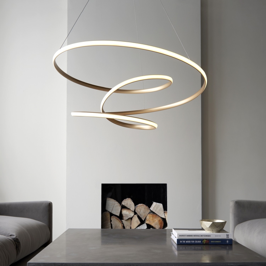 Endon 97639 - LED-dimmbare Pendelleuchte an Seil TWIRL LED/88W/230V 3000K goldfarben