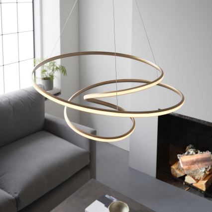 Endon 97639 - LED-dimmbare Pendelleuchte an Seil TWIRL LED/88W/230V 3000K goldfarben