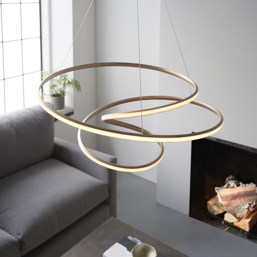 Endon 97639 - LED-dimmbare Pendelleuchte an Seil TWIRL LED/88W/230V 3000K goldfarben
