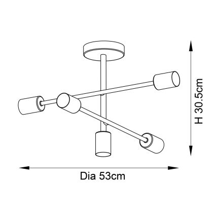 Endon 98786 - Pendelleuchte an Stange SOHAN 5xE27/10W/230V Messing