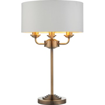 Endon 98932 - Tischlampe HIGHCLERE 3xE14/18W/230V weiß/messing Ø 32 cm