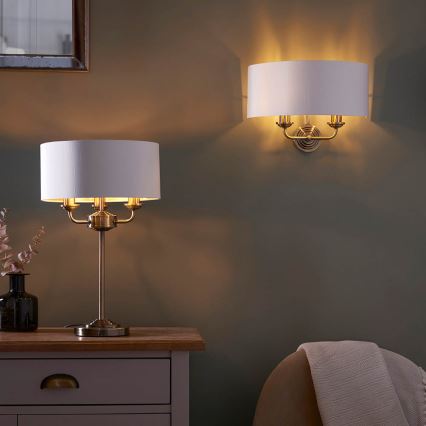 Endon 98932 - Tischlampe HIGHCLERE 3xE14/18W/230V weiß/messing Ø 32 cm