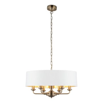 Endon 98933 - Hängeleuchte an Kette HIGHCLERE 6xE14/40W/230V weiß/Messing d 55 cm